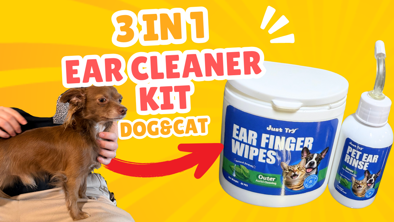 3-in-1 Pet Ear Cleaner Kit — Dog & Cat Ear Wash, 60ml